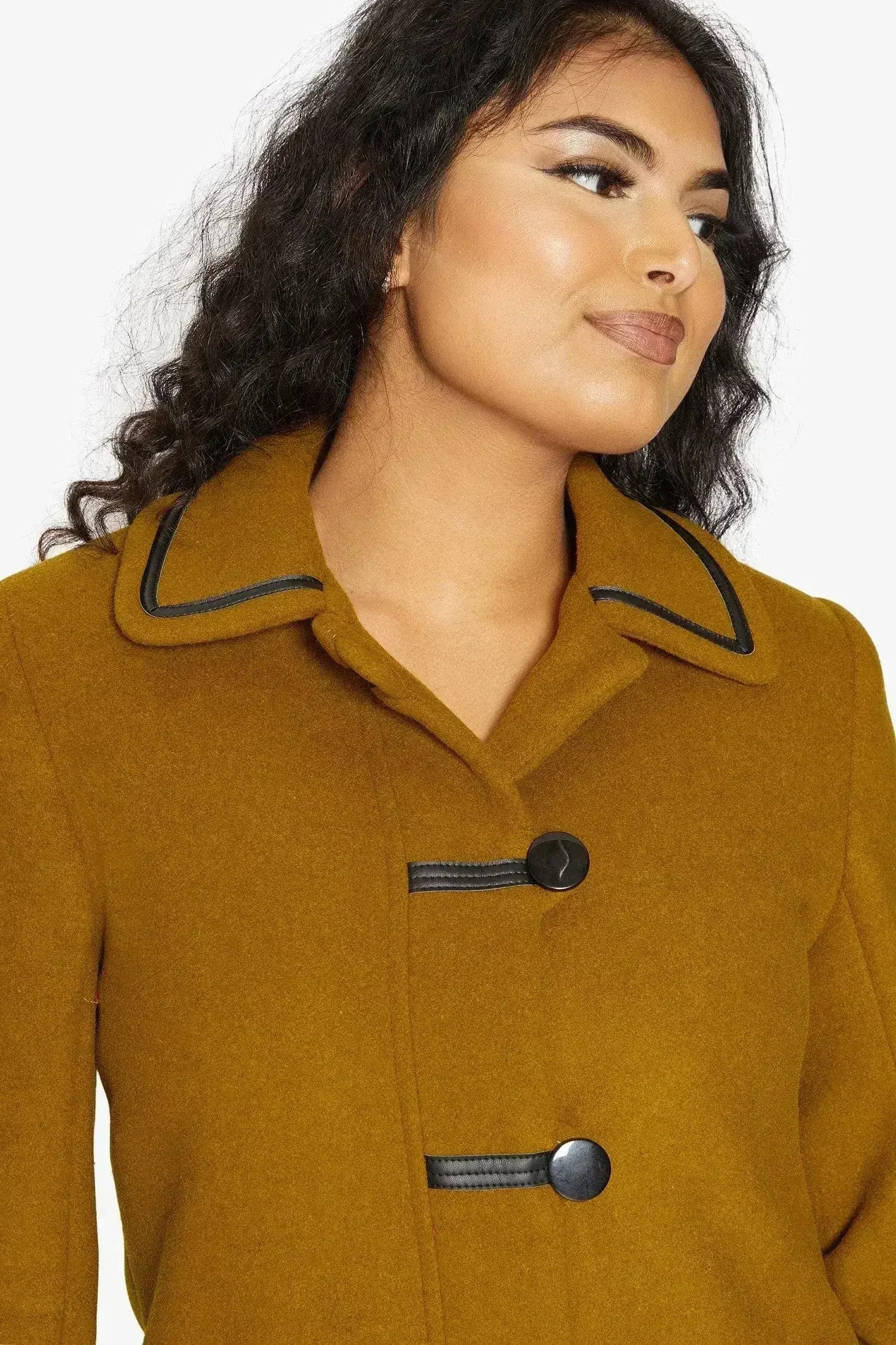 Wool Blend Contrast Trim Coat