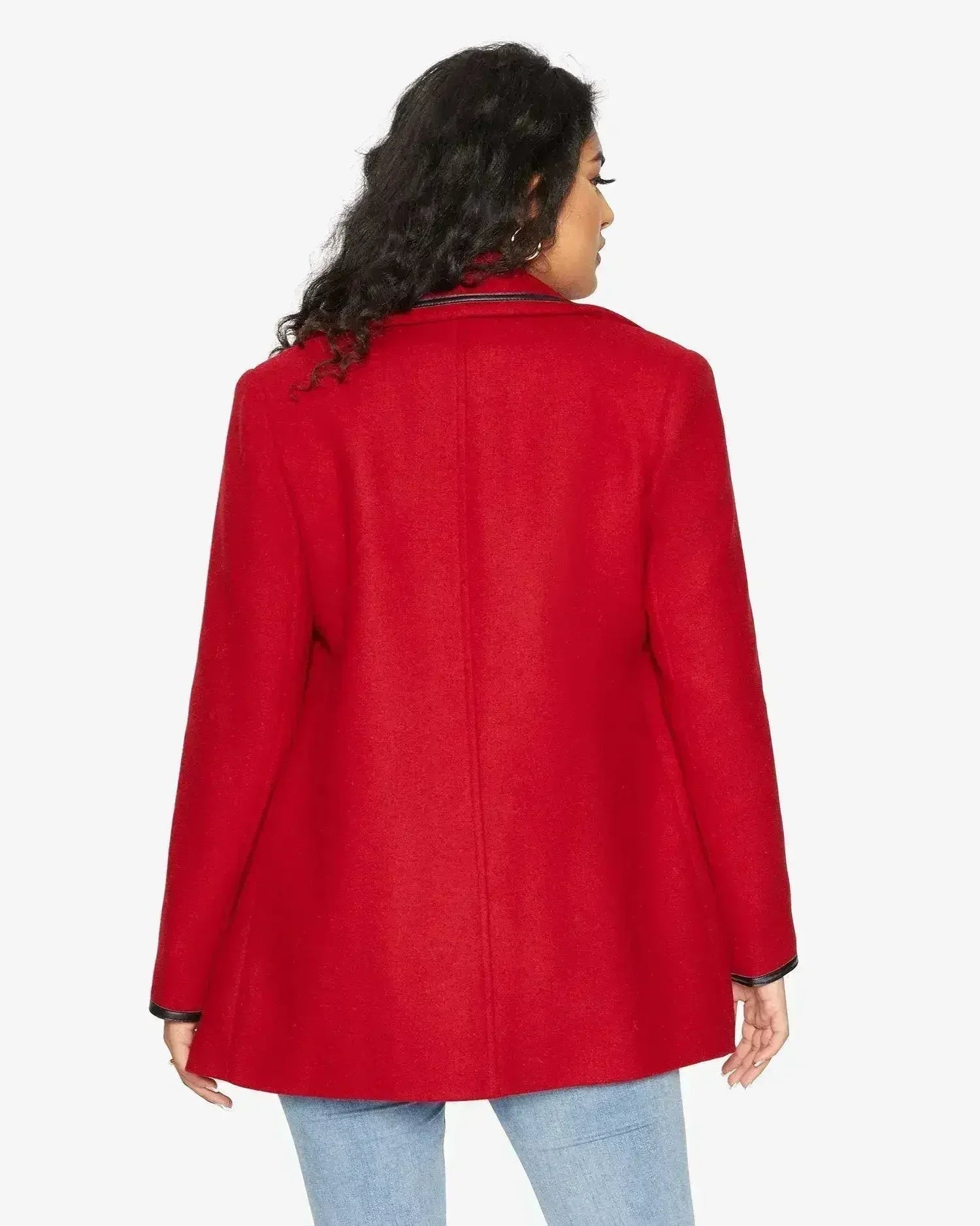 Wool Blend Contrast Trim Coat