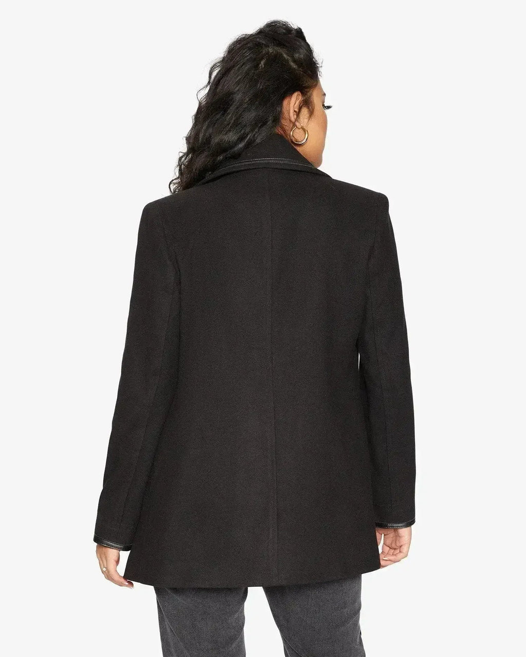 Wool Blend Contrast Trim Coat