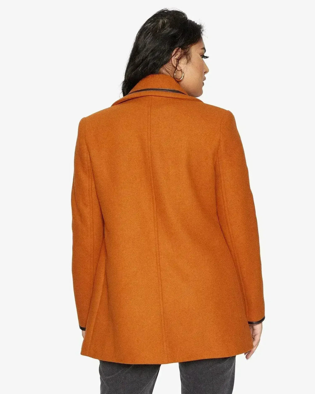Wool Blend Contrast Trim Coat