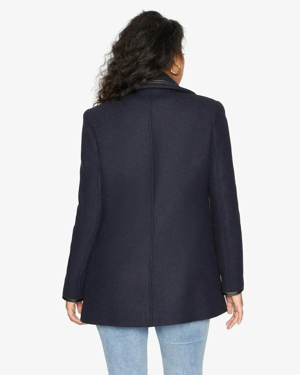 Wool Blend Contrast Trim Coat