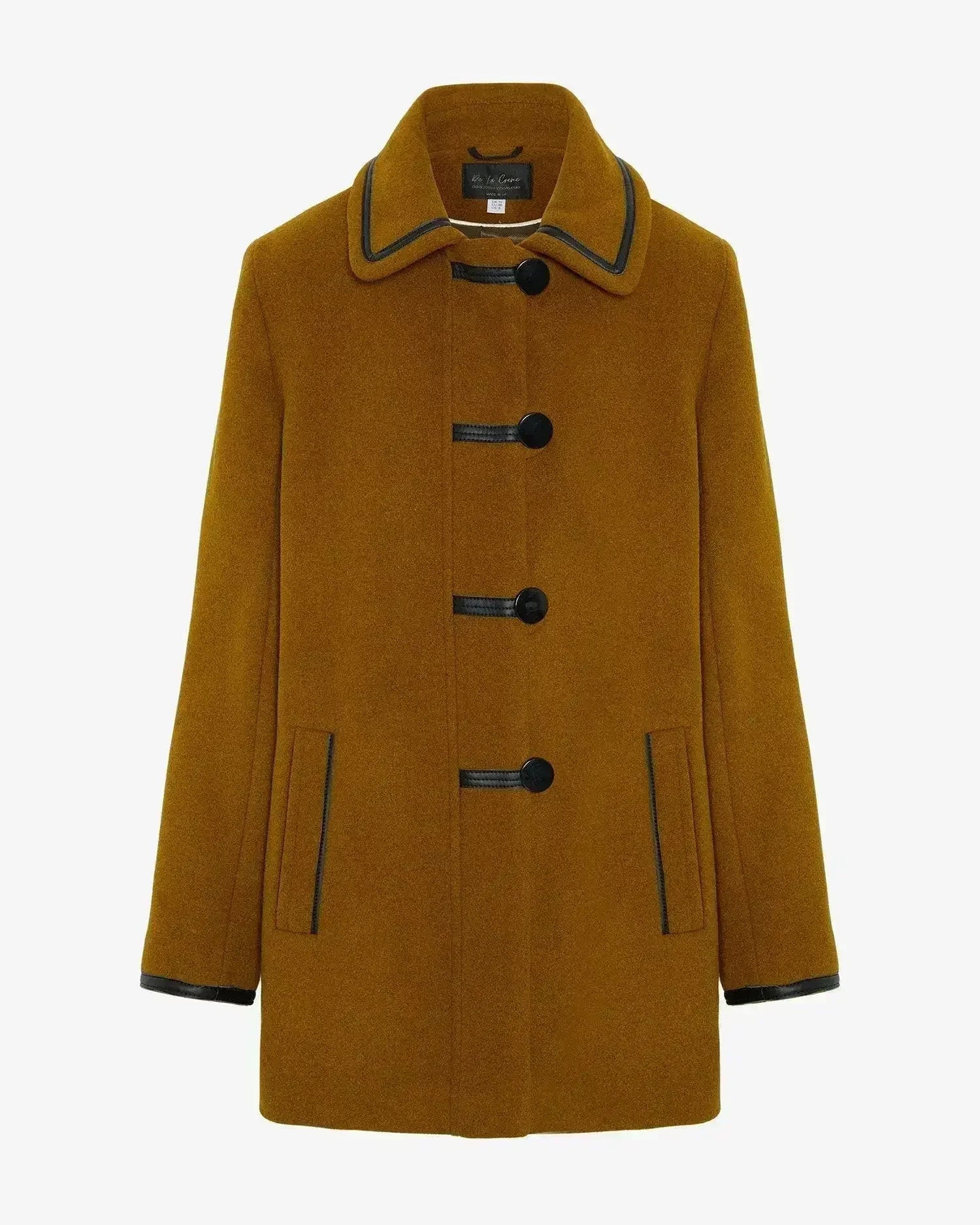Wool Blend Contrast Trim Coat