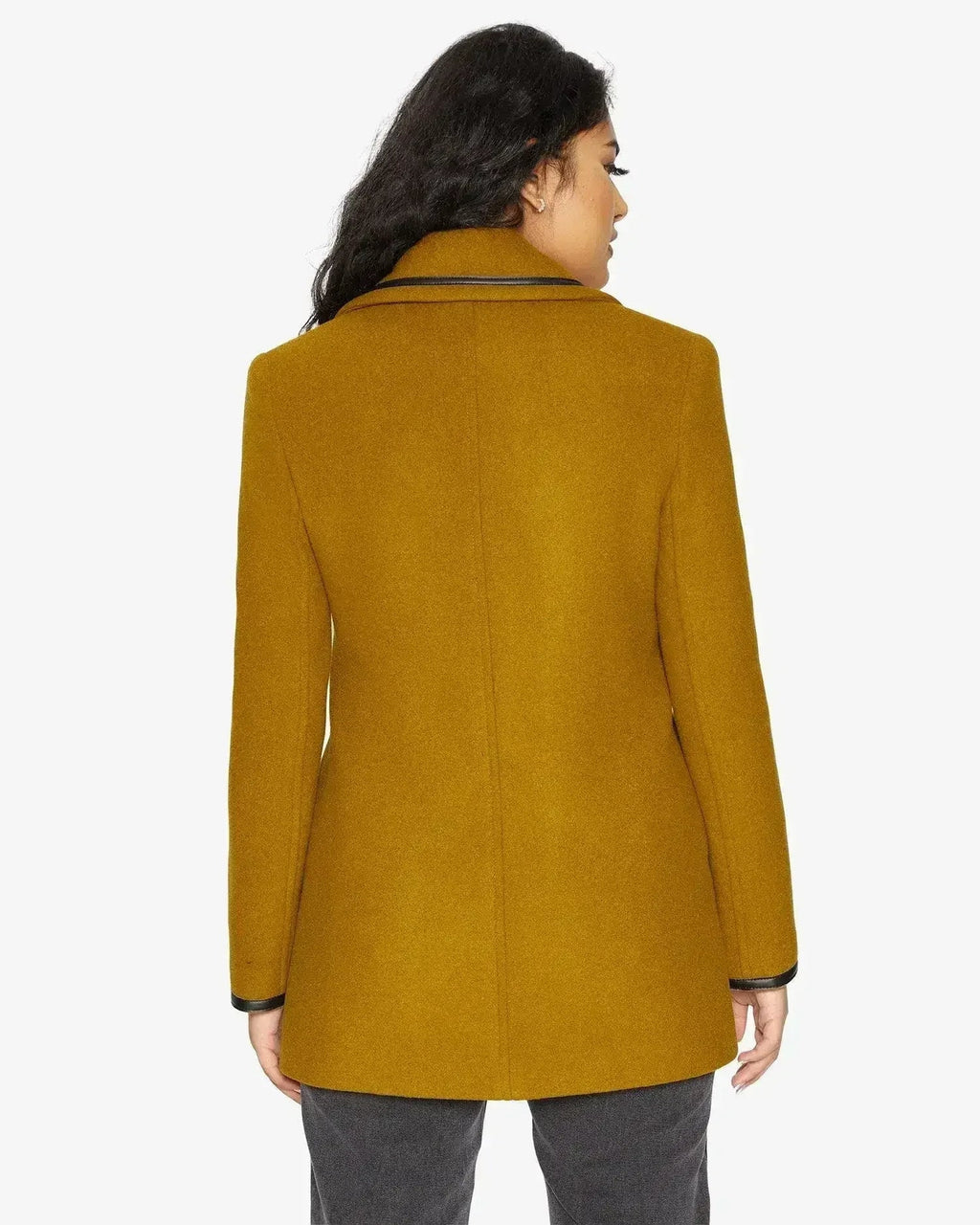 Wool Blend Contrast Trim Coat