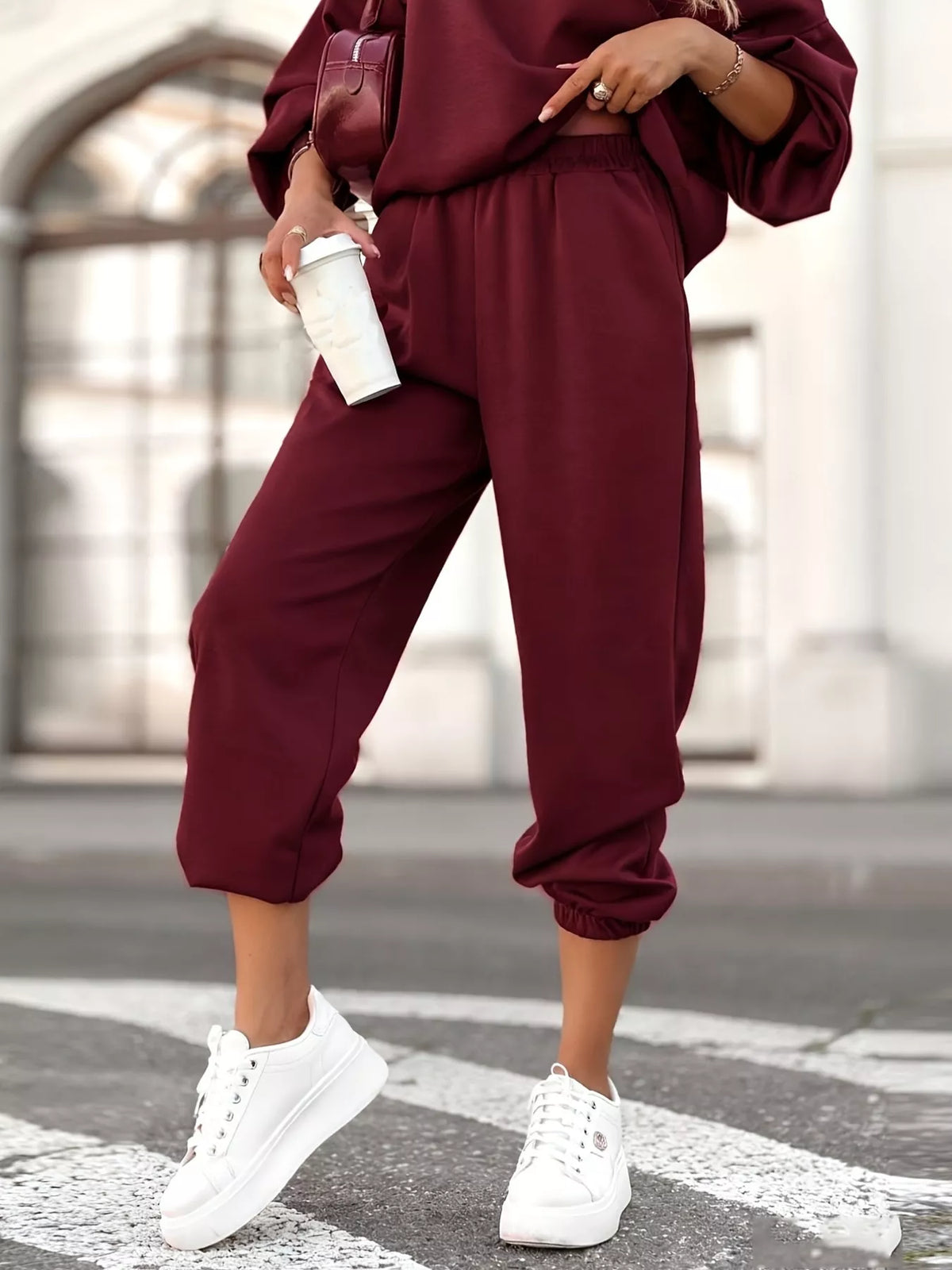 Casual Hoodie and Cropped Pants Set