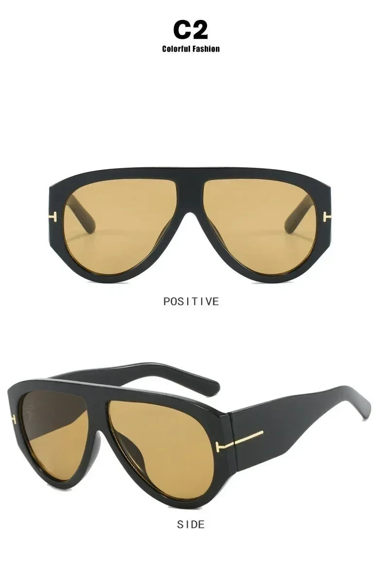 2024 New Fashion Big Frame Pilot Brown Sunglasses Women Men Brand T Outdoor Sun Glasses Female Shade Oculos De Sol Gifts