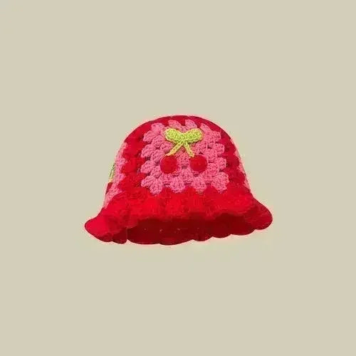 Handmade Knitted Bucket Hat - Cotton Boho Print - All-Season Stretchy Fit