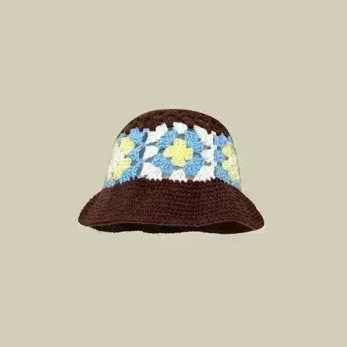 Handmade Knitted Bucket Hat - Cotton Boho Print - All-Season Stretchy Fit