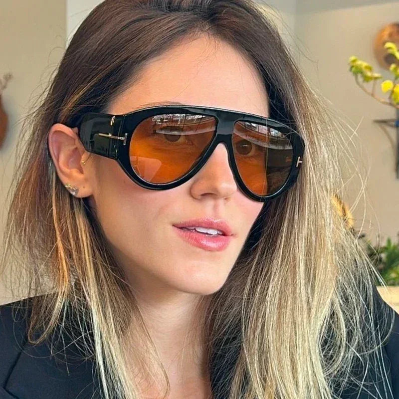 2024 New Fashion Big Frame Pilot Brown Sunglasses Women Men Brand T Outdoor Sun Glasses Female Shade Oculos De Sol Gifts