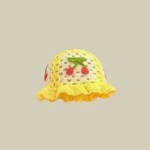 Handmade Knitted Bucket Hat - Cotton Boho Print - All-Season Stretchy Fit