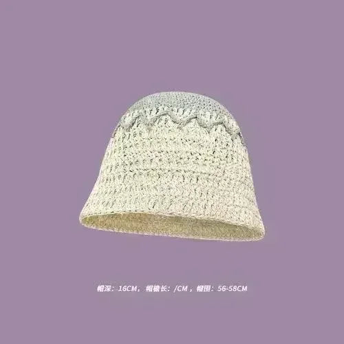 Handmade Knitted Bucket Hat - Cotton Boho Print - All-Season Stretchy Fit