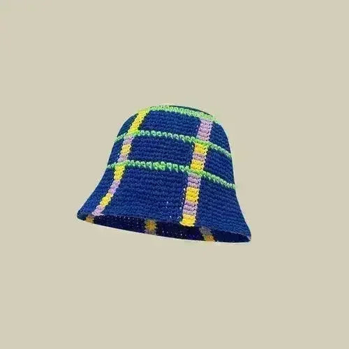 Handmade Knitted Bucket Hat - Cotton Boho Print - All-Season Stretchy Fit