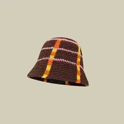 Handmade Knitted Bucket Hat - Cotton Boho Print - All-Season Stretchy Fit