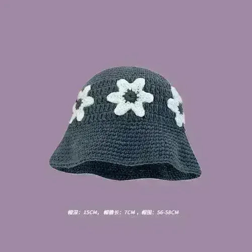 Handmade Knitted Bucket Hat - Cotton Boho Print - All-Season Stretchy Fit