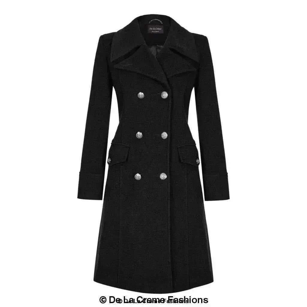 Wool Blend Double Breasted Midi Coat