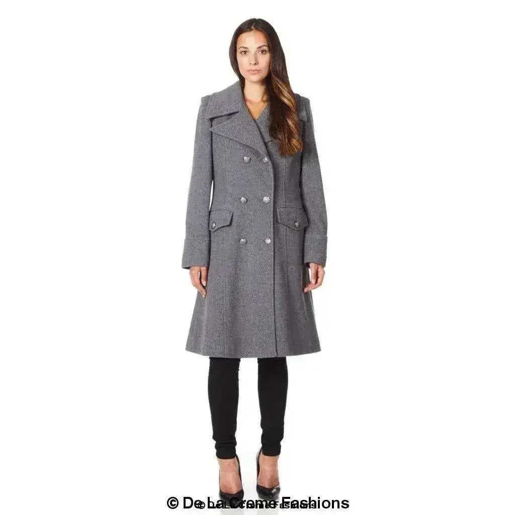 Wool Blend Double Breasted Midi Coat