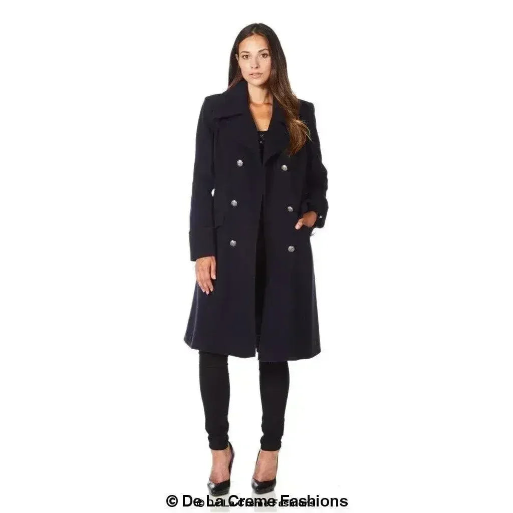 Wool Blend Double Breasted Midi Coat