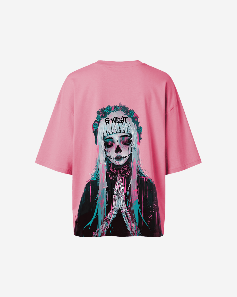 G West Womens Oversized Praying Girl T Shirt