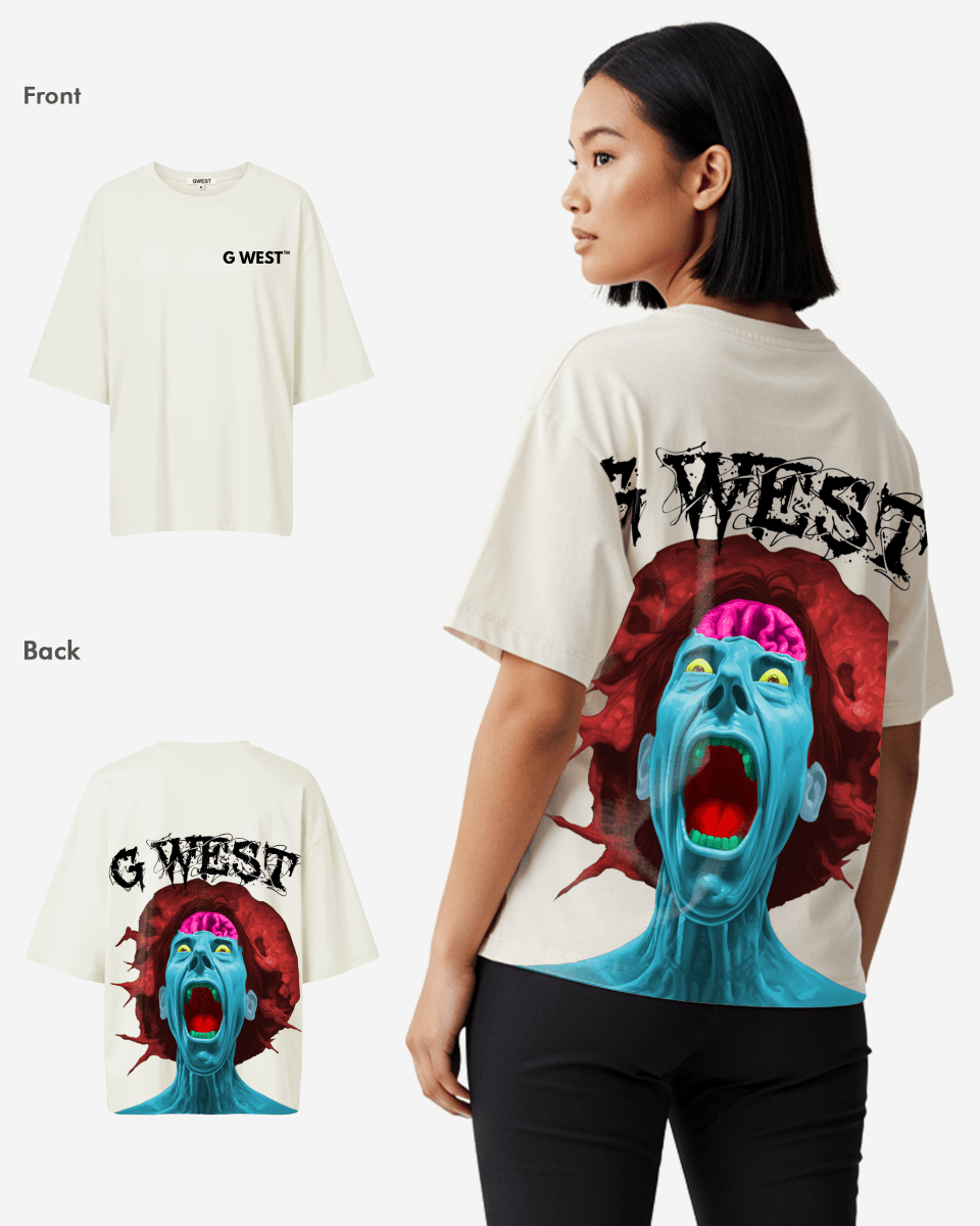 G West Womens Oversized Premium Erupt Brain T-Shirt
