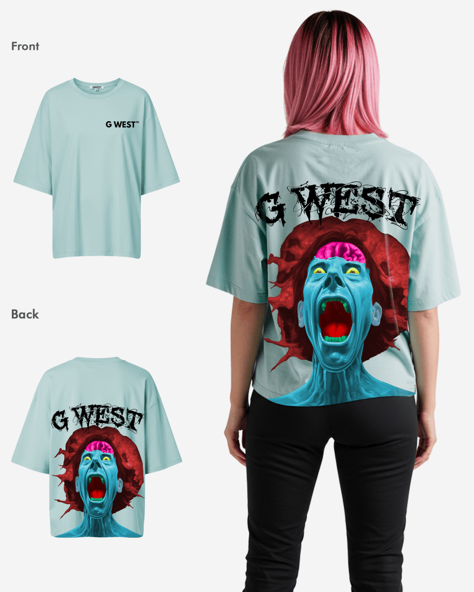 G West Womens Oversized Premium Erupt Brain T-Shirt