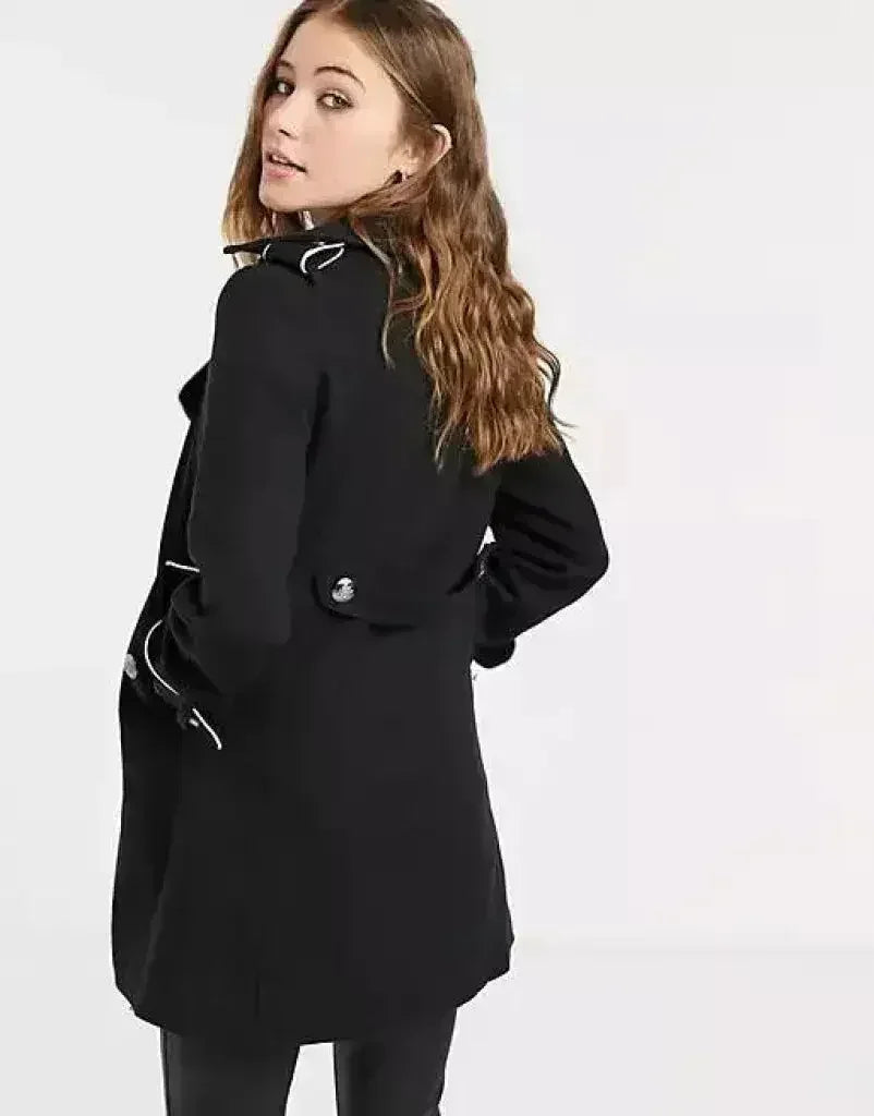 Women's Military Coat with Contrast Buttons