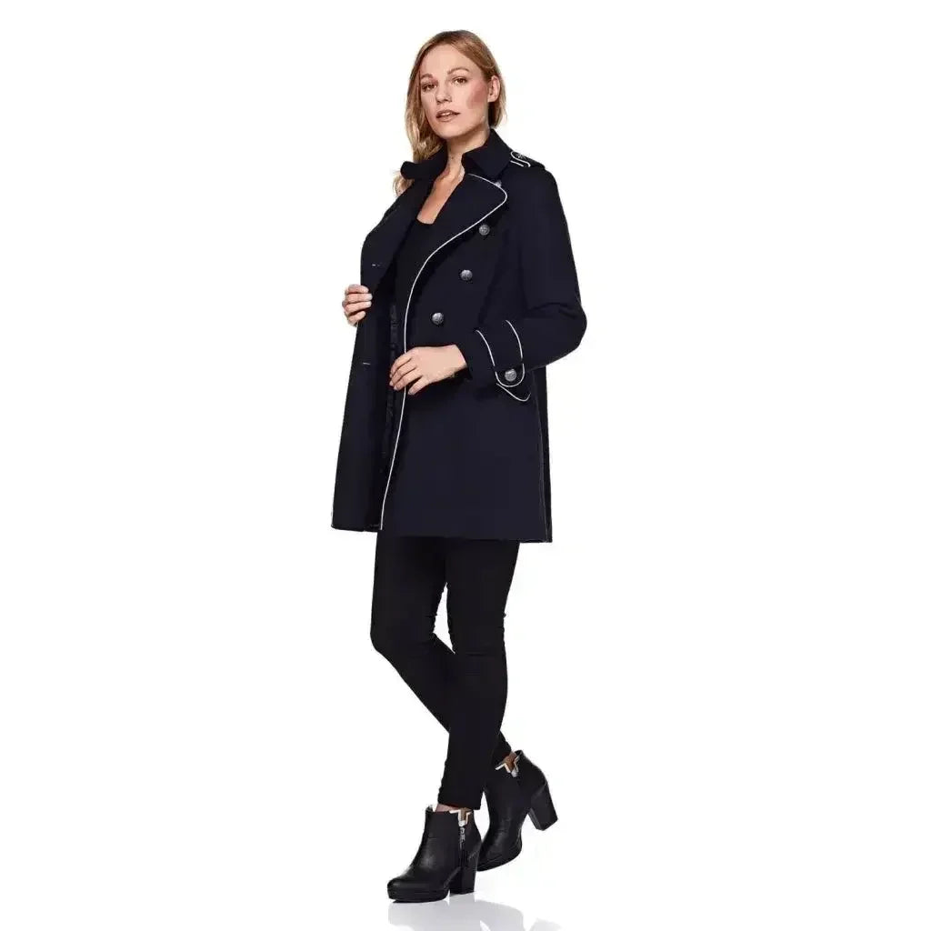 Women's Military Coat with Contrast Buttons