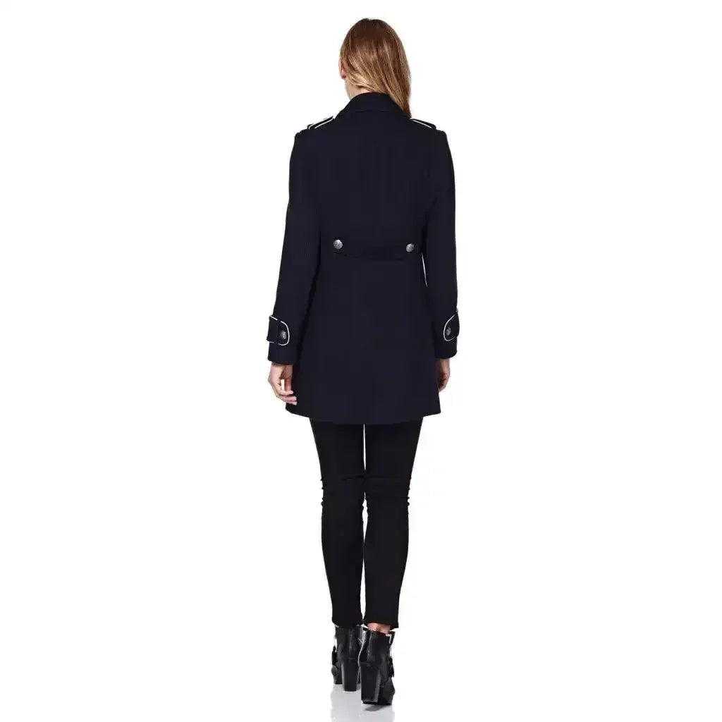 Women's Military Coat with Contrast Buttons
