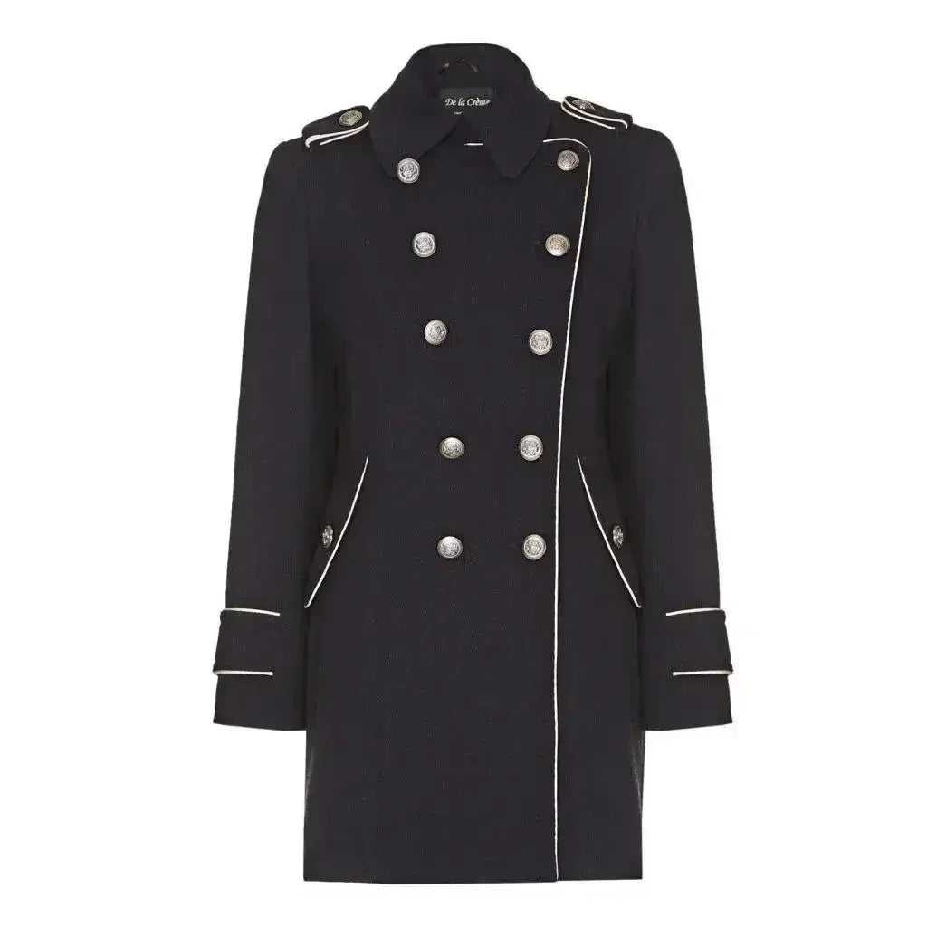 Women's Military Coat with Contrast Buttons