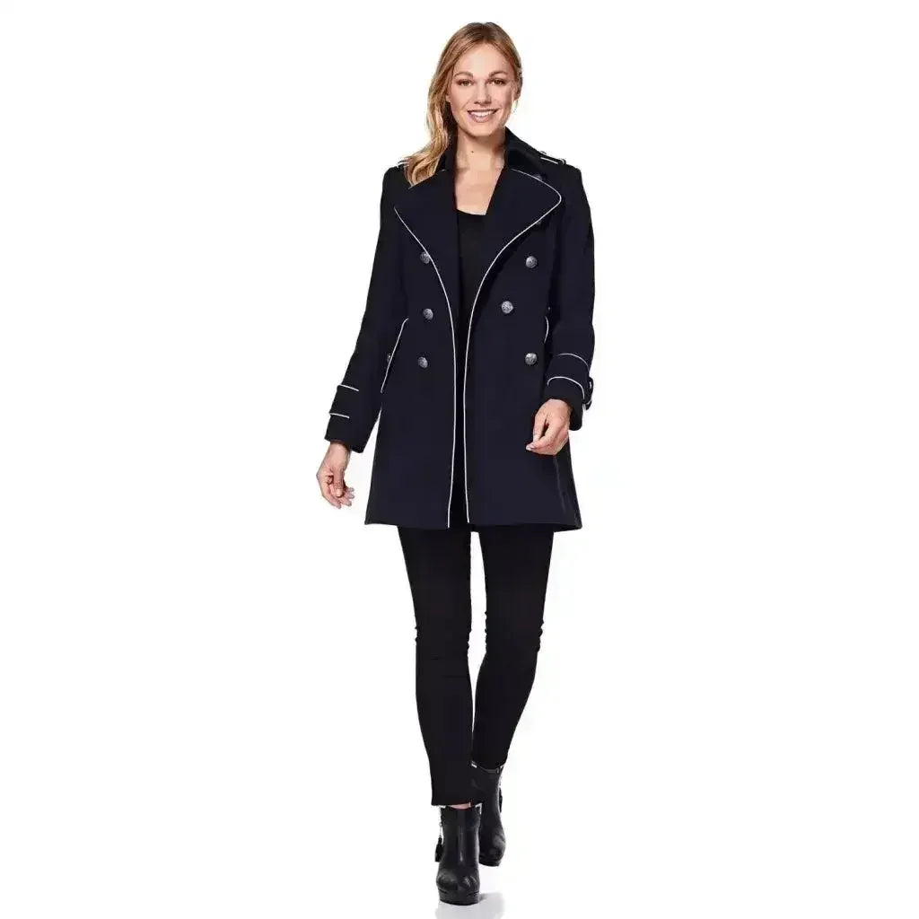 Women's Military Coat with Contrast Buttons