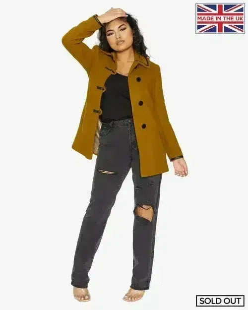 Wool Blend Contrast Trim Coat