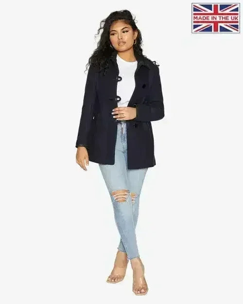 Wool Blend Contrast Trim Coat