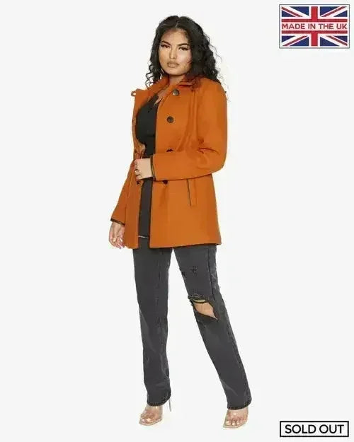 Wool Blend Contrast Trim Coat